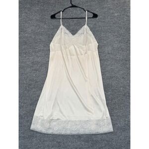 Vintage JCPenney Lace Trim Full Slip Dress Cream Ivory Antron III Nylon Size 40